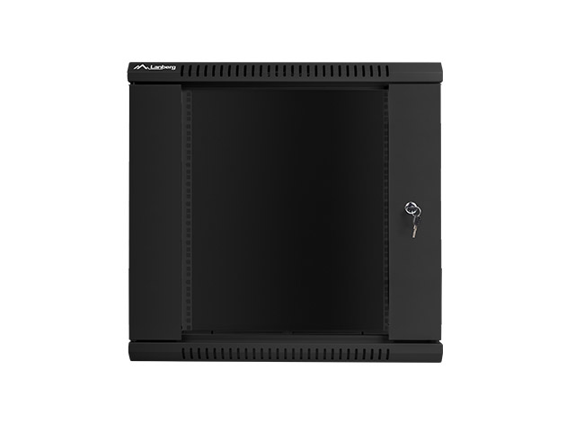 Armario lanberg mural rack 19 pulgadas 12u - 600x600 auto ensamblado negro puerta de cristal