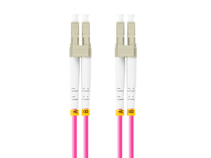 Latiguillo fibra optica lc - upc lanberg 5m multi duplex om4 50 - 125 lszh violeta