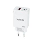 Cargador de pared tooq doble usb - c + usb a blanco 45w