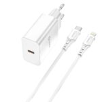 Kit cargador qcharx chronos 3a 20w + cable tipo c a lightning blanco