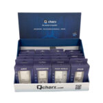 Expositor cables y cargadores qcharx 35 referencias color azul