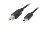 Cable usb lanberg usb c a usb b 2.0 ferrita 3m negro