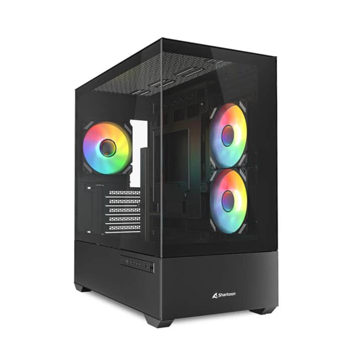 Caja Gaming Sharkoon Mk6 Rgc Micro Atx Negro 3xvent 120mm 2xusb Sn Fuente