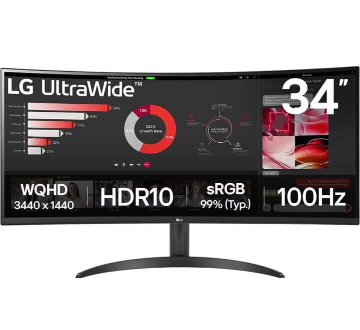 Monitor Curvo Lg Ultrawide 34" Qhd Hdmi Dp