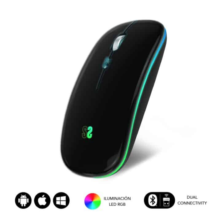 Raton Subblim Led Dual Flat Mouse Black