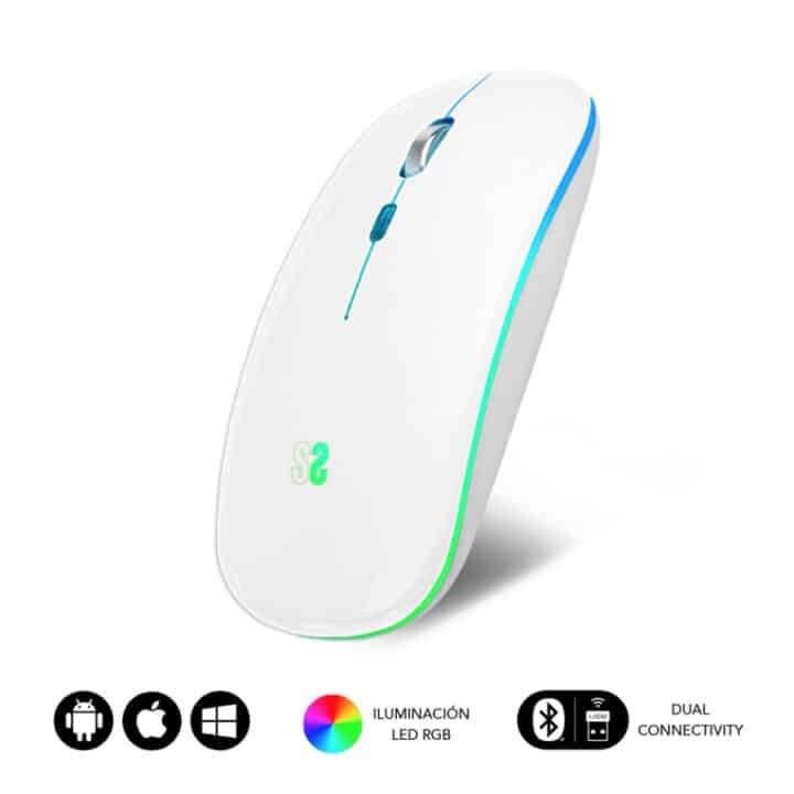 Raton Subblim Led Dual Flat Mouse White