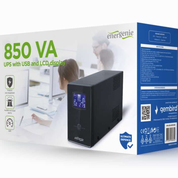 Sai Gembird Con Usb Y Display Lcd 850 Va Negro