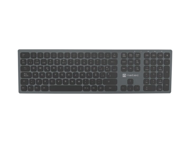 Teclado Wireless Natec Dolphin Slim Switch X-scissor Bt5.0 Bt3.0 2.4ghz Aluminio