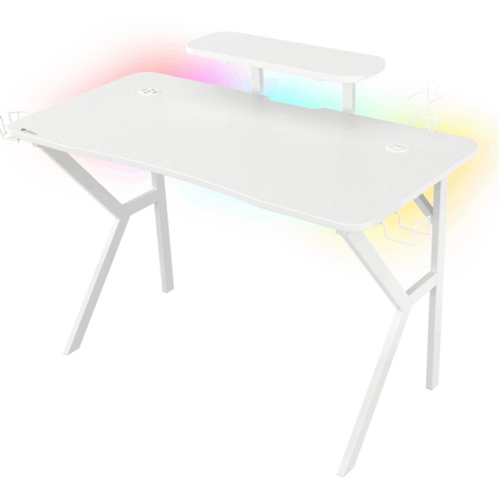 Mesa gaming genesis holm 320 rgb blanca carbono