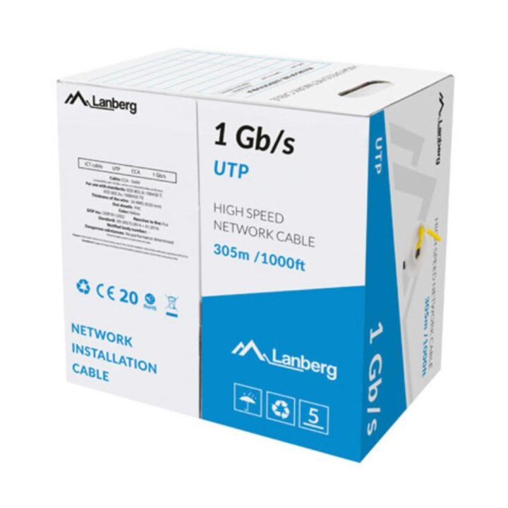 Bobina 1gb - s lanberg u - utp rj45 solido cca awg23 305m  amarillo