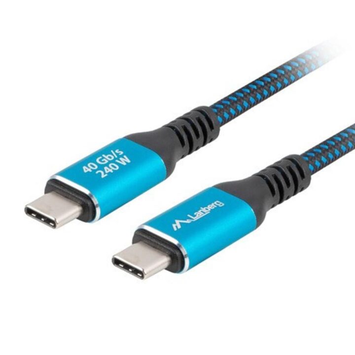 Cable usb tipo c 4.0 lanberg - macho -  macho 240w - 8k - 60hz - 1m - azul