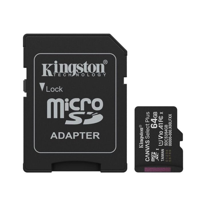 Tarjeta memoria micro sdxc 64gb kingston canvas select plus +  adaptador sd