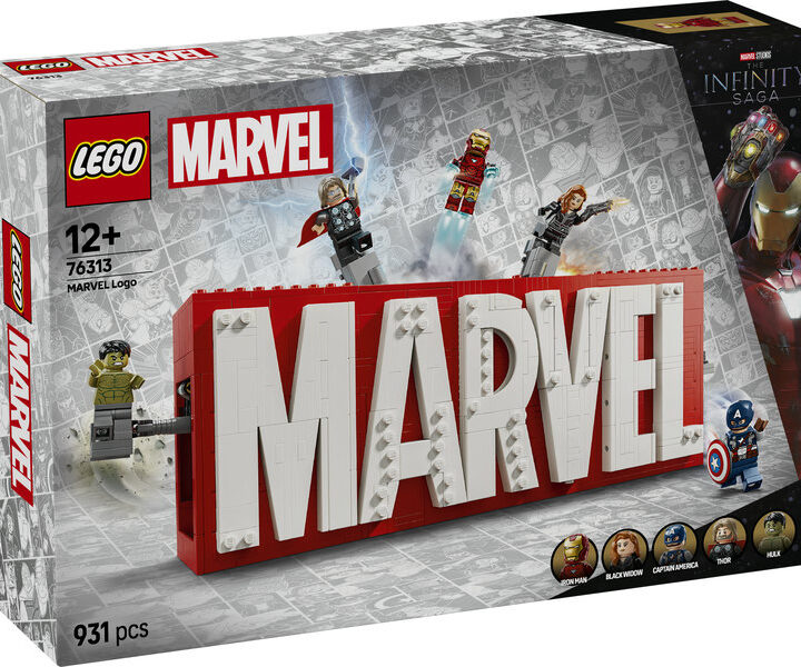Lego marvel logotipo y figuras