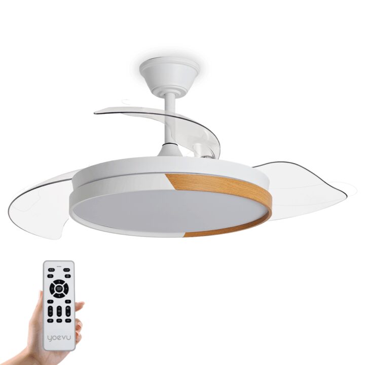 Yoevu - nature white ventilador de techo con luz led motor dc  | 3 tónalidades de color|6 velocidades |temporizador |función verano - invierno