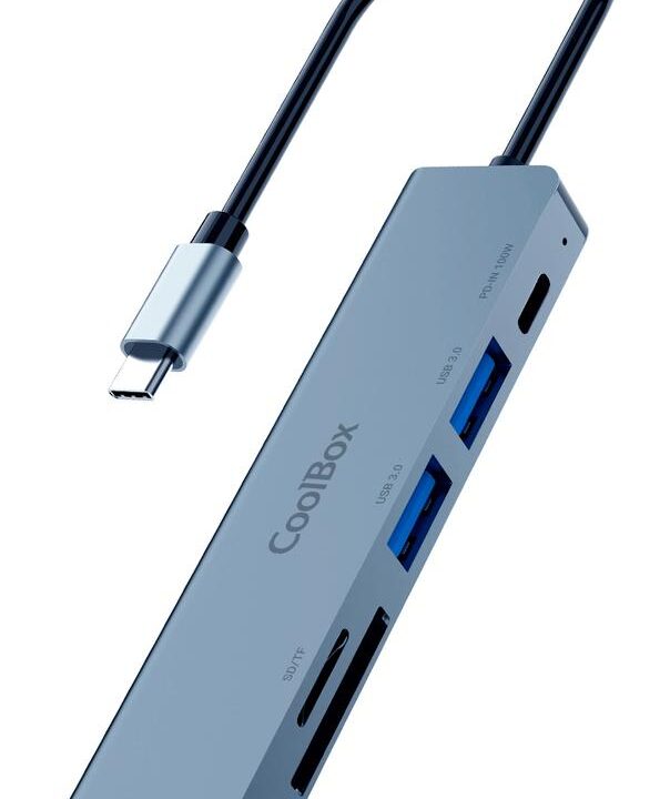 Minidock coolbox c61 aluminio usb - c a hdmi 4k - 2xusb - a - usb - c pd - sd - microsd pc - mac - consolas