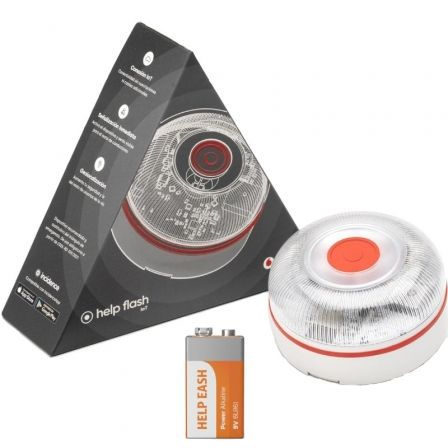 Luz baliza de emergencia para coche Help Flash V16 Connected IoT/ Homologada/ Base Imantada/ Geolocalizable/ Funciona a Pilas