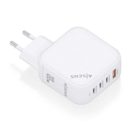 Cargador de Pared GaN Aisens ASCH-100W4P028-W/ 3xUSB Tipo-C/ 1x USB/ 100W