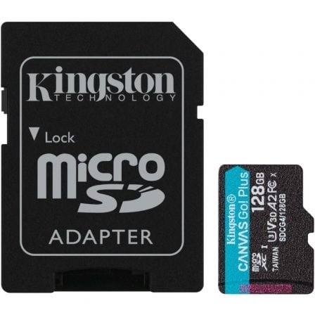 Tarjeta de Memoria Kingston CANVAS Go! Plus 128GB microSD XC con Adaptador/ Clase 10/ 200MBs