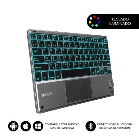 Teclado Compacto Inalámbrico Subblim Touchpad Smart Blacklit/ Gris