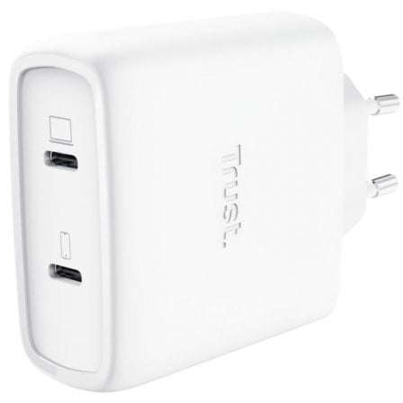 Cargador de Pared GaN Trust Maxo 65W 25526/ 2xUSB Tipo-C/ Incluye Cable USB Tipo-C/ 65W