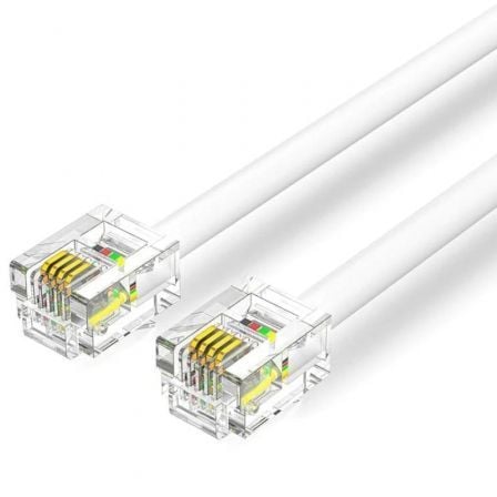 Cable de Teléfono RJ11 6P4C Vention IQBWJ/ 5m/ Blanco