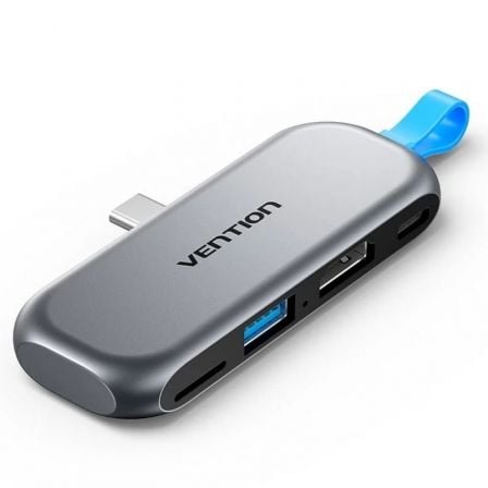 Docking Sin Cables USB Tipo-C Vention THYH0/ 1xUSB/ 1xHDMI/ 1xUSB Tipo-C PD/ 1xLector de Tarjetas/ Gris